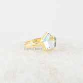 Crystal Quartz Gemstone Silver Ring - 11mm Star Shaped Ring - Gold Plated Ring - 925 Silver Ring - Handmade Jewelry - Womens Gift Jewelry